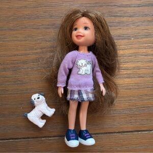 TY Li'l Ones 2009 Preppy Paige 4 inch Little Girl Doll and her Puppy
